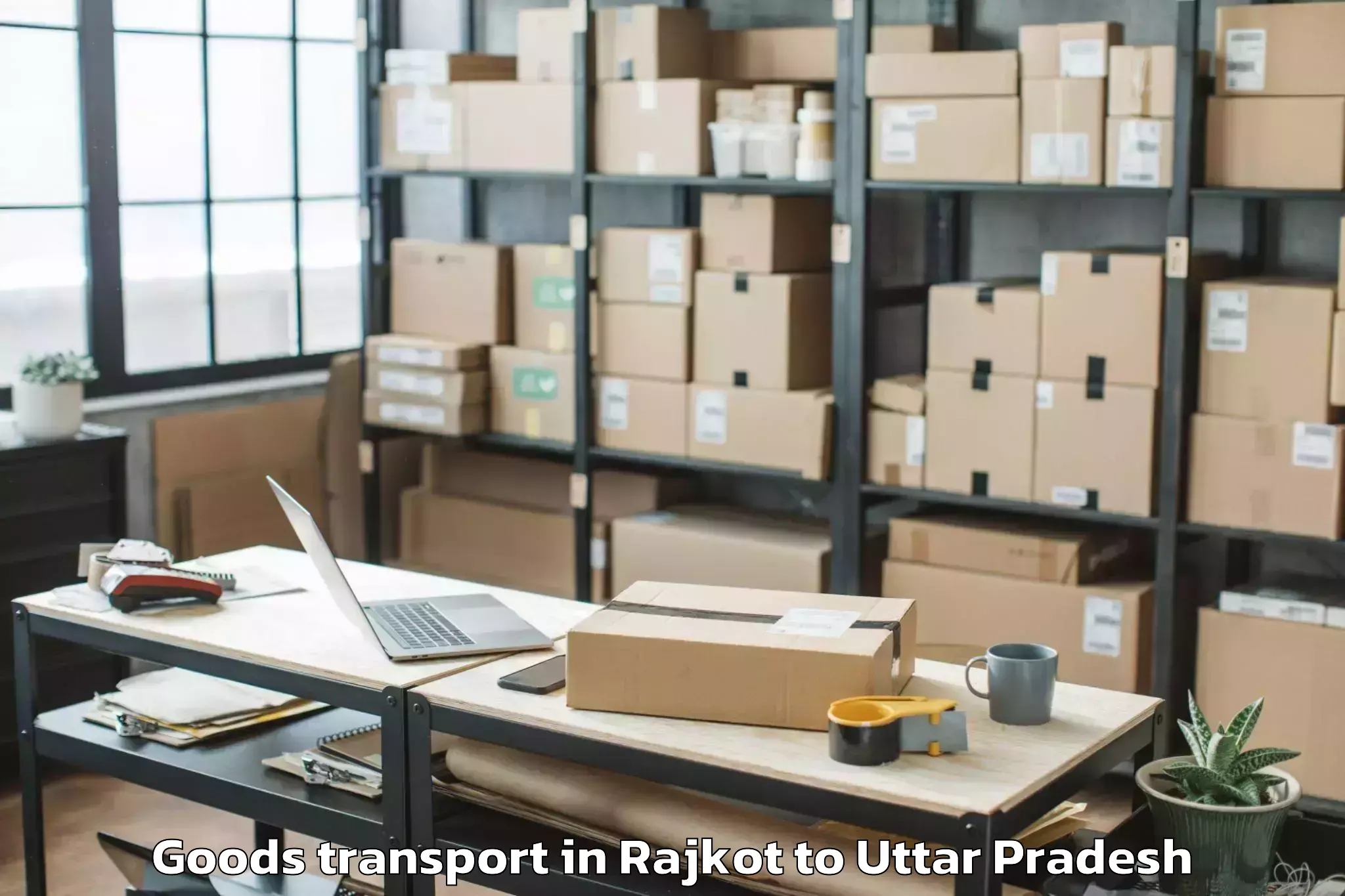 Book Rajkot to Garautha Goods Transport Online